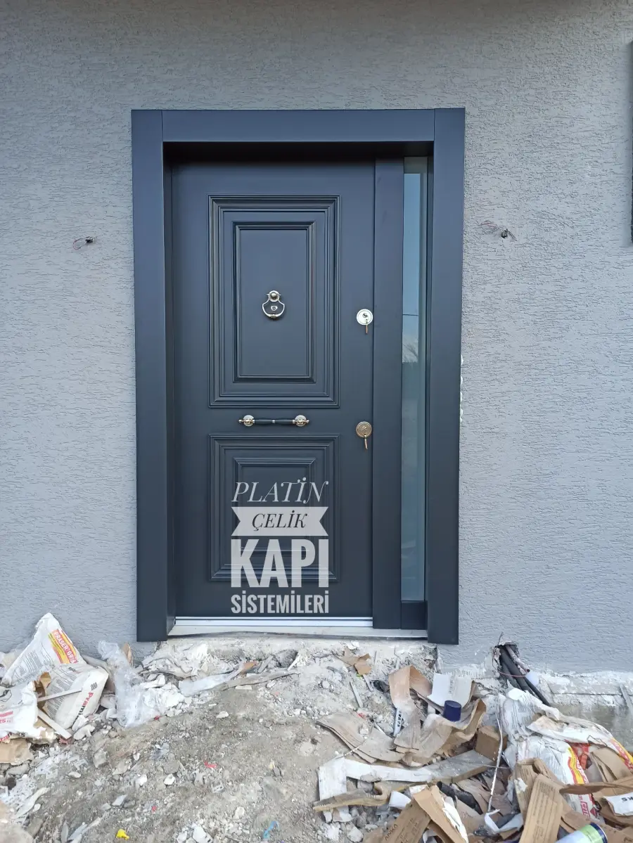 Platin Door Gri klasik panel — çelik kapı