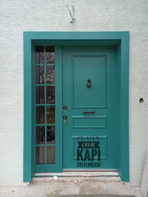 Platin Door Mavi çizgili panel — çelik kapı