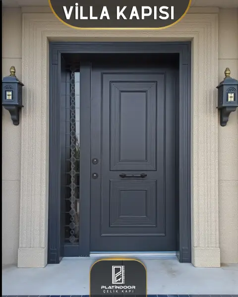 Platin Door Grafit kabartmalı — çelik kapı