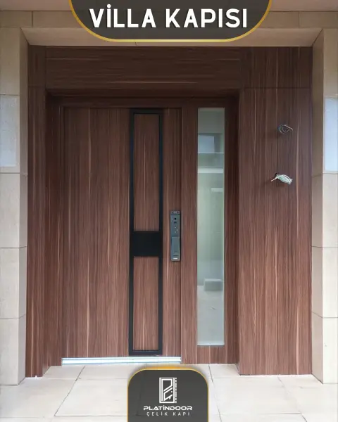 Platin Door Geniş ahşap giriş — villa kapısı