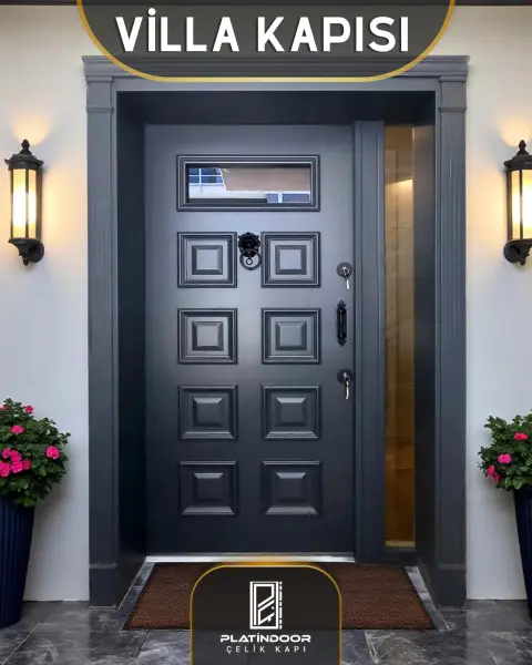 Platin Door Geometrik grafit — çelik kapı