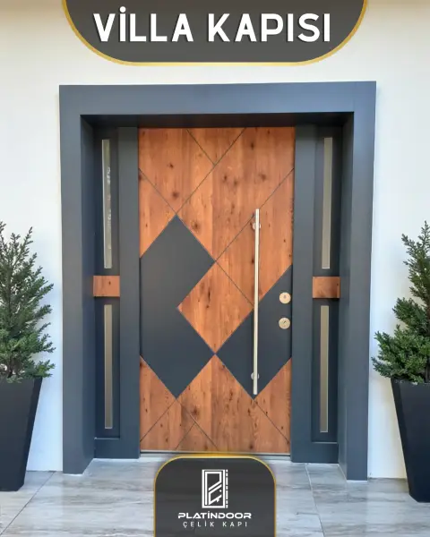 Platin Door Geometrik ahşap — villa kapısı